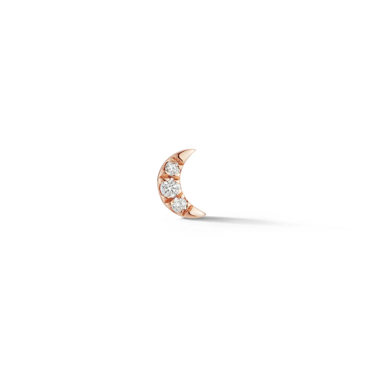 product shot of Dana Rebecca Designs mini crescent moon stud earrings in rose gold on white background