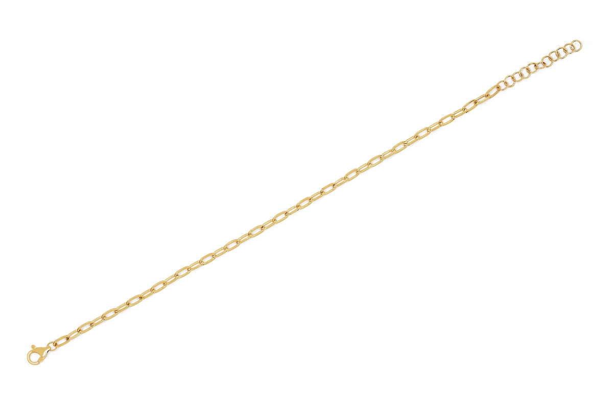 EF-Collection Mini Link Chain Bracelet in yellow gold flat on white background 