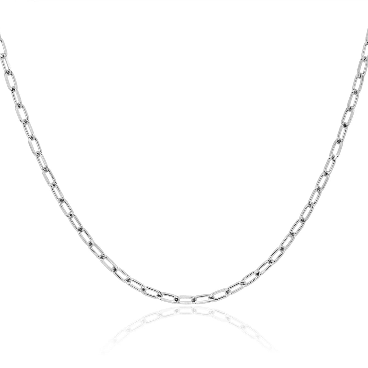 EF-Collection Mini Link Chain Necklace in white gold on white background 
