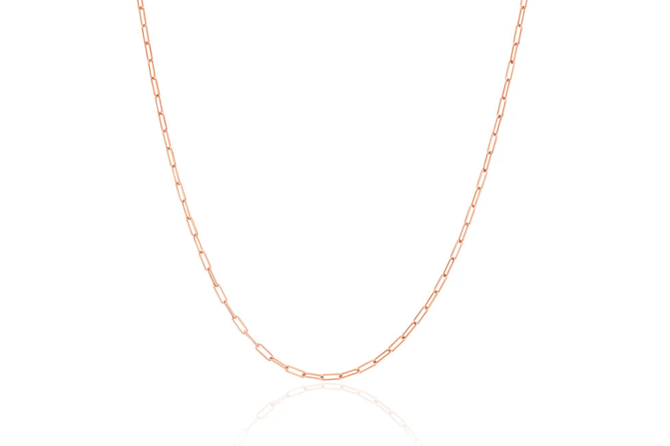 EF Collection Mini Lola Chain Necklace in rose gold on white background. 