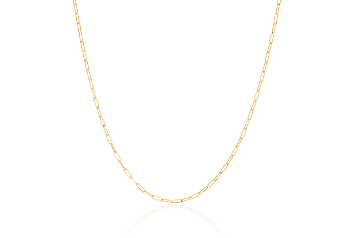 EF Collection Mini Lola Chain Necklace in yellow gold on white background. 