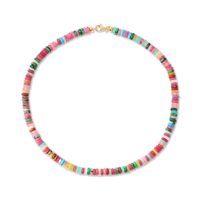 EF Collection Party Mix Rondelle Bead Necklace on white background. 