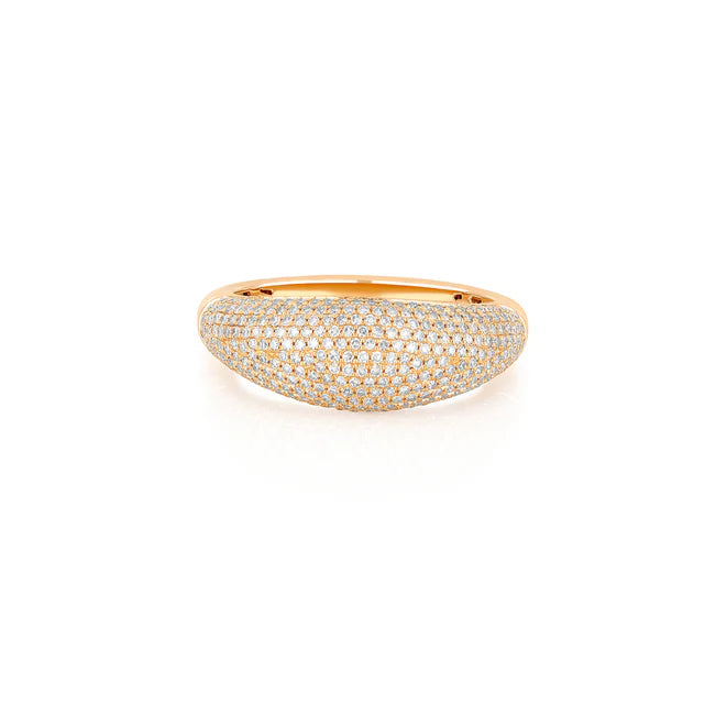 EF Collection Pavé Diamond Jumbo Dome Ring in rose gold on white background. 