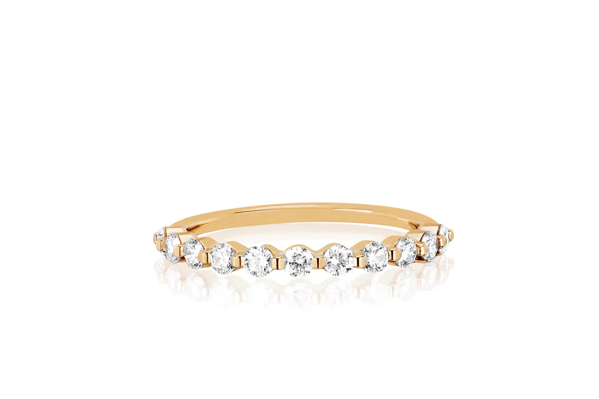 EF Collection Prong Set Diamond Ring in rose gold on white background. 