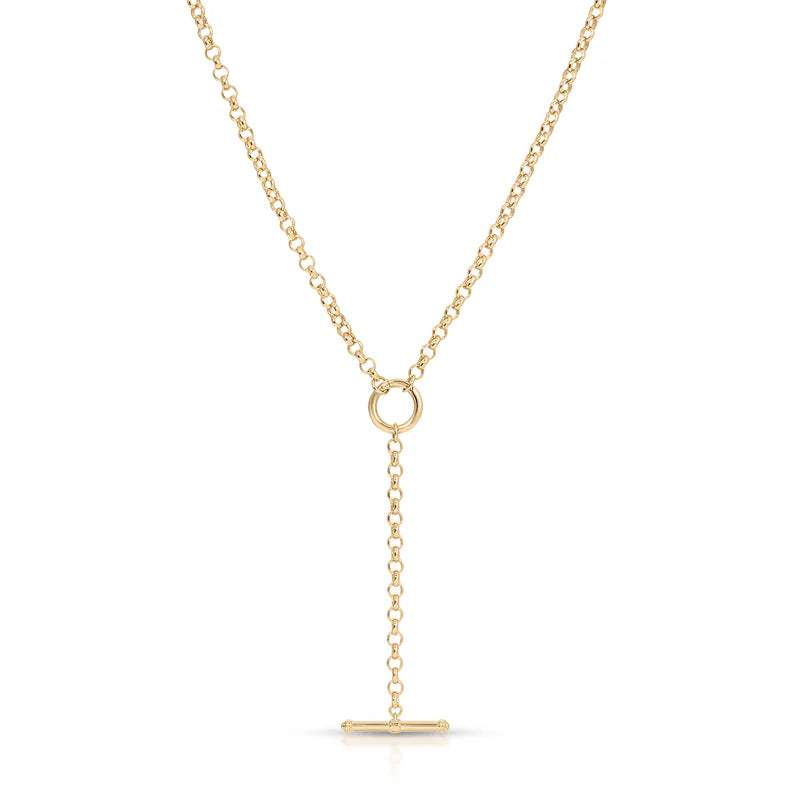 EF Collection Rolo Chain Enhanced Lariat Necklace on white background 