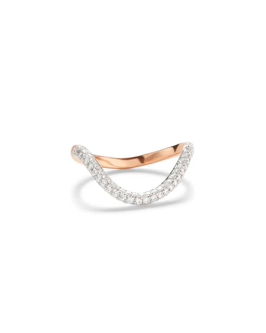 Rosario Navia Mara Curved Ring II in rose gold on white background 