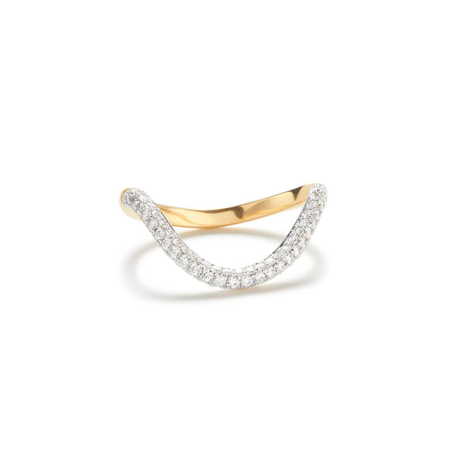 Rosario Navia Mara Curved Ring II in yellow gold on white background 