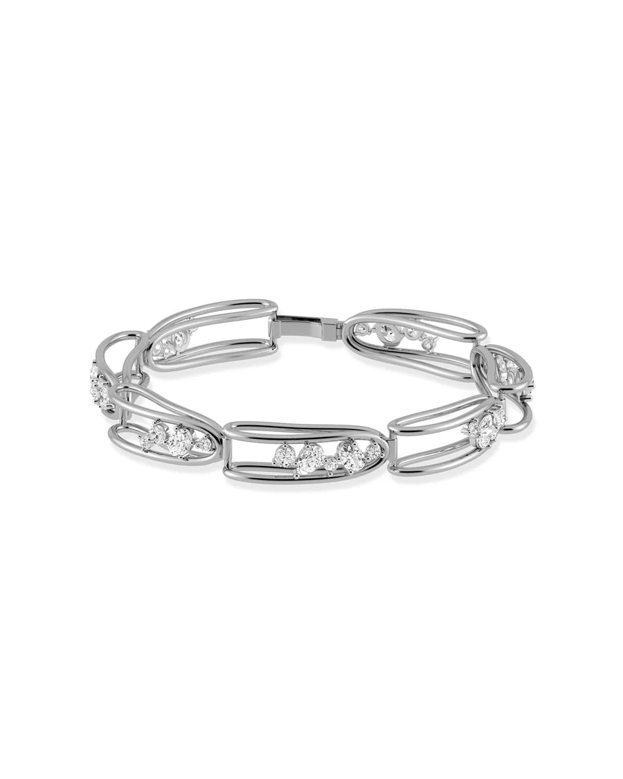 Rosario Navia Mara Folded Link Bracelet III in white gold on white background