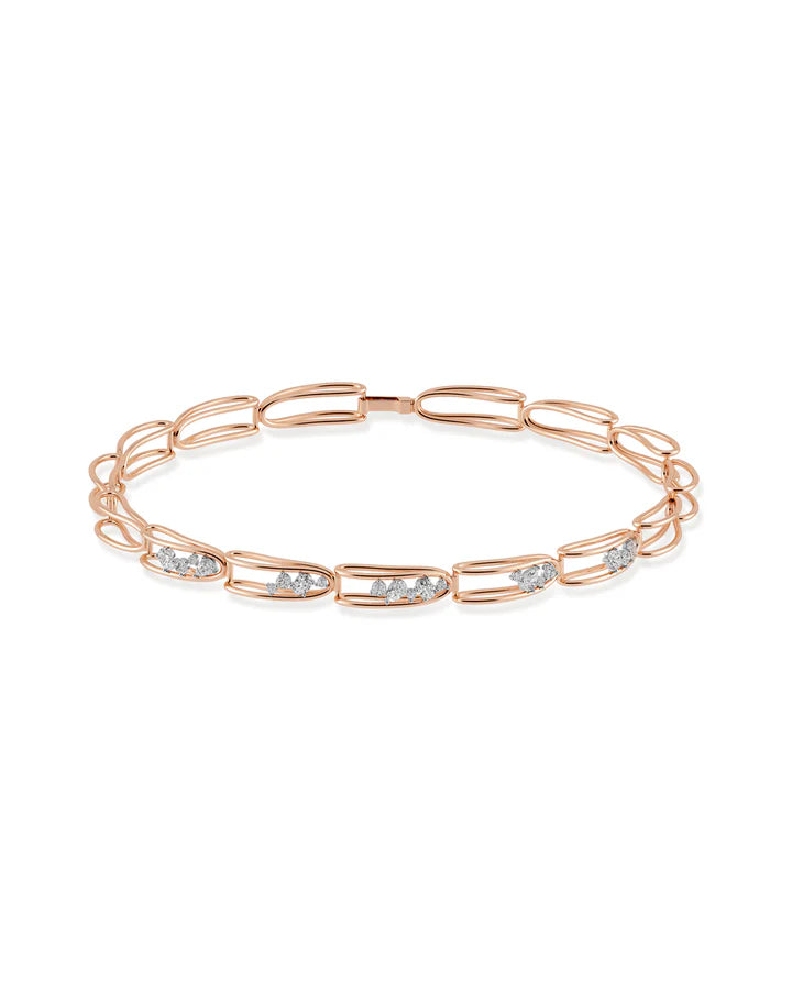 Rosario Navia Mara Folded Link Choker II in rose gold on white background 