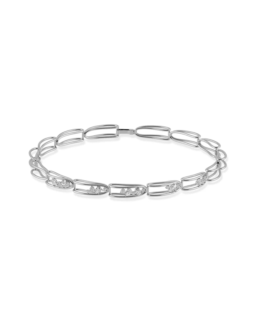 Rosario Navia Mara Folded Link Choker II in white gold on white background 