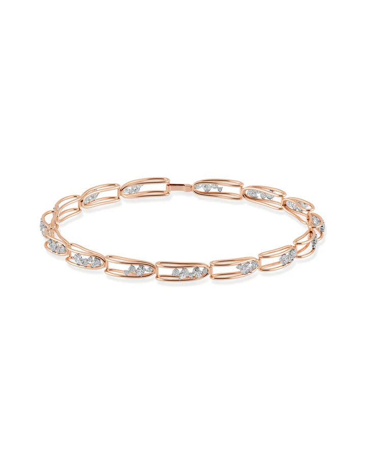 Rosario Navia Mara Folded Link Choker III in rose gold on white background 