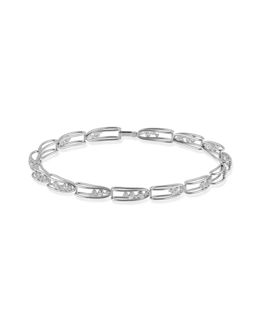 Rosario Navia Mara Folded Link Choker III in white gold on white background 