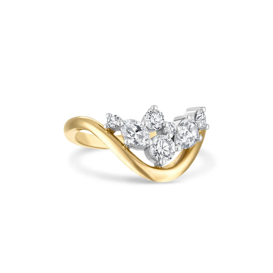 Rosario Navia Mara Medium Curved Ring I in yellow gold on white background 