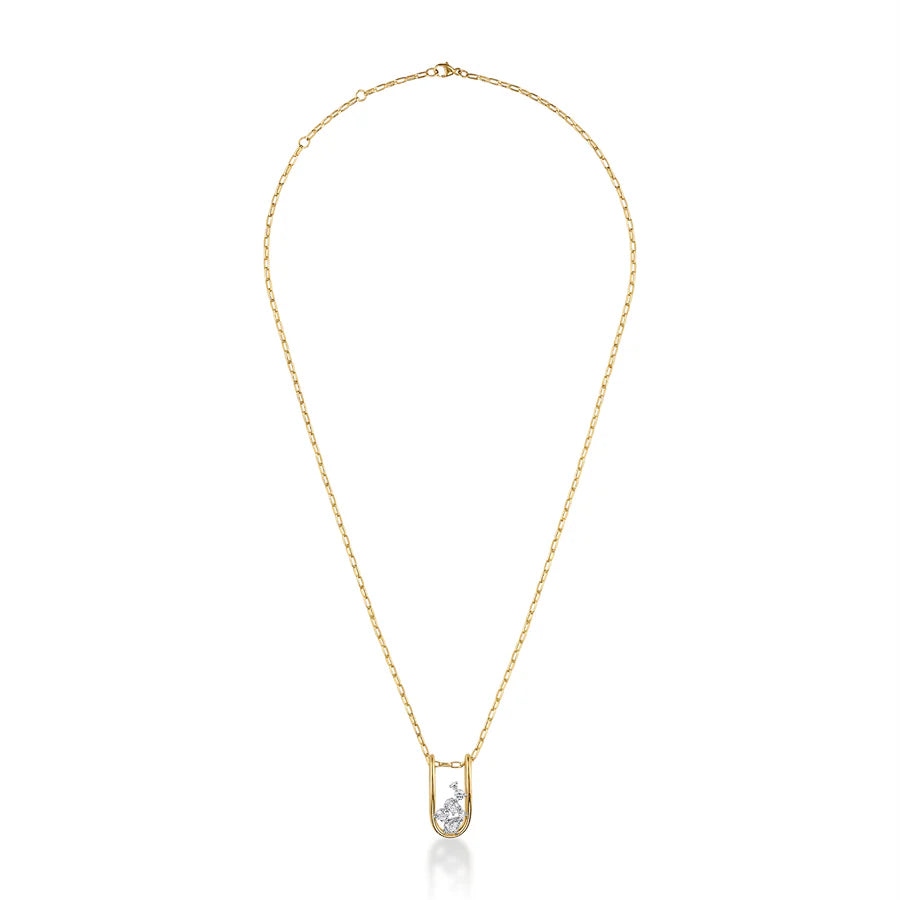 Full image of Rosario Navia Mara Small Folded Link Pendant in yellow gold on white background 