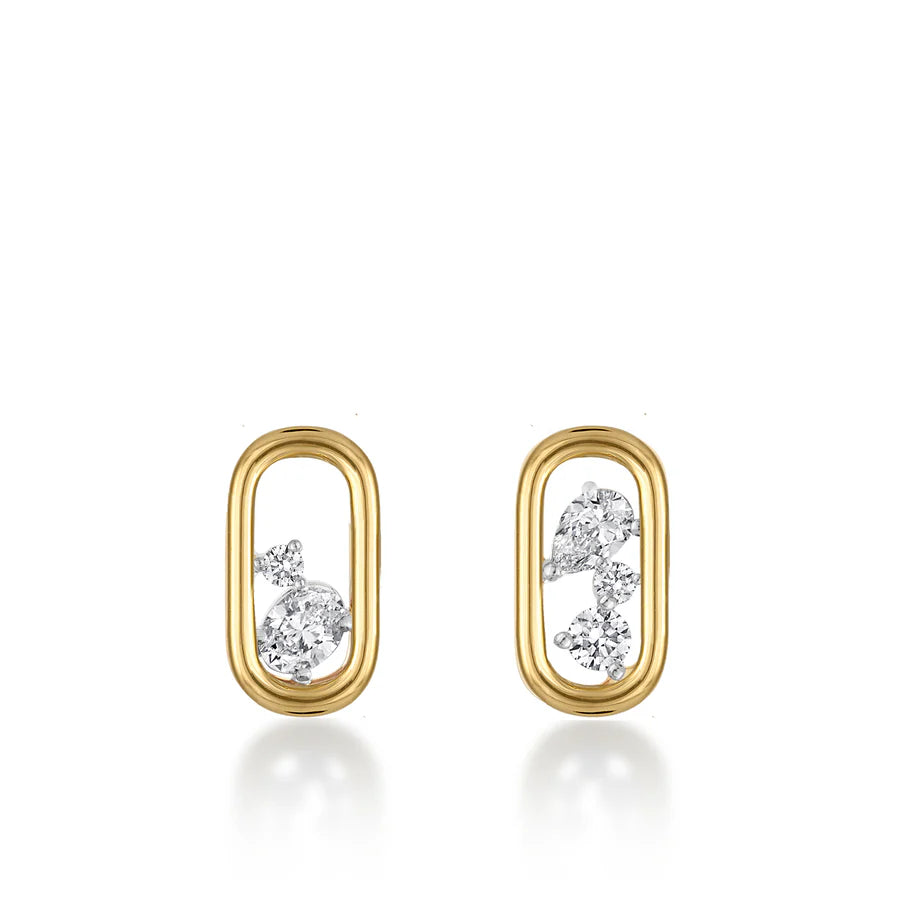 Rosario Navia Mara Stud Earrings in yellow gold on white background 