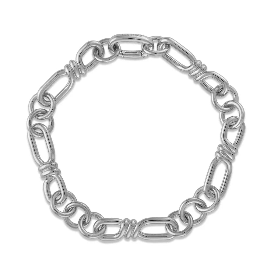 Rosario Navia Twist Bracelet in white gold on white background 