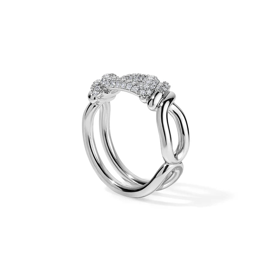 Rosario Navia Twist Link Pave Ring in white gold on white background on another position 