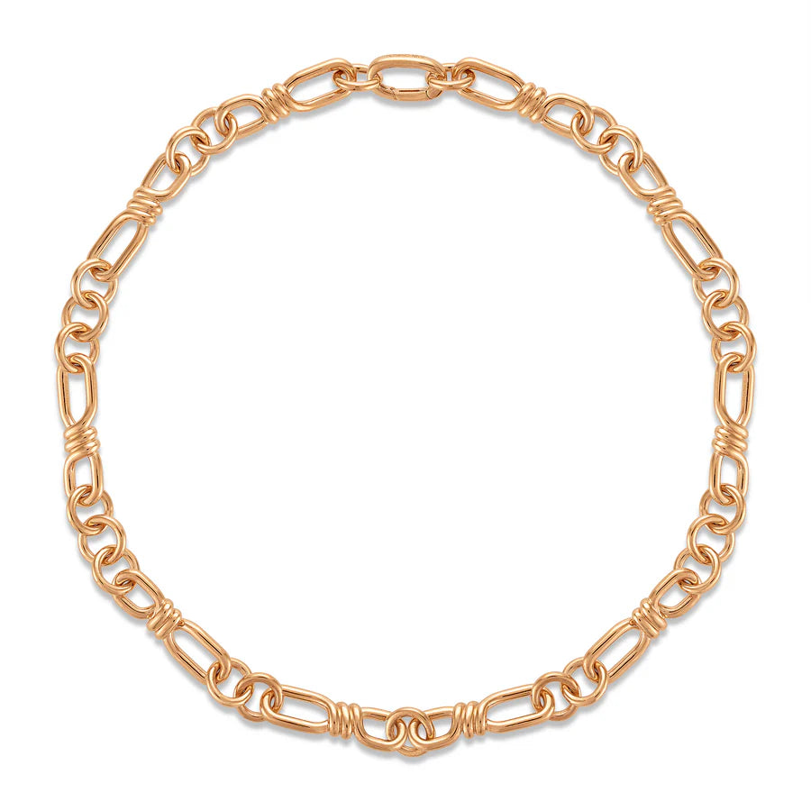 Rosario Navia Twist Necklace in rose gold on white background 