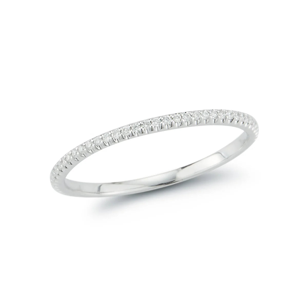 Product shot of Dana Rebecca Designs Sylvie Rose Eternity Slim Ring in white gold on a white background. 