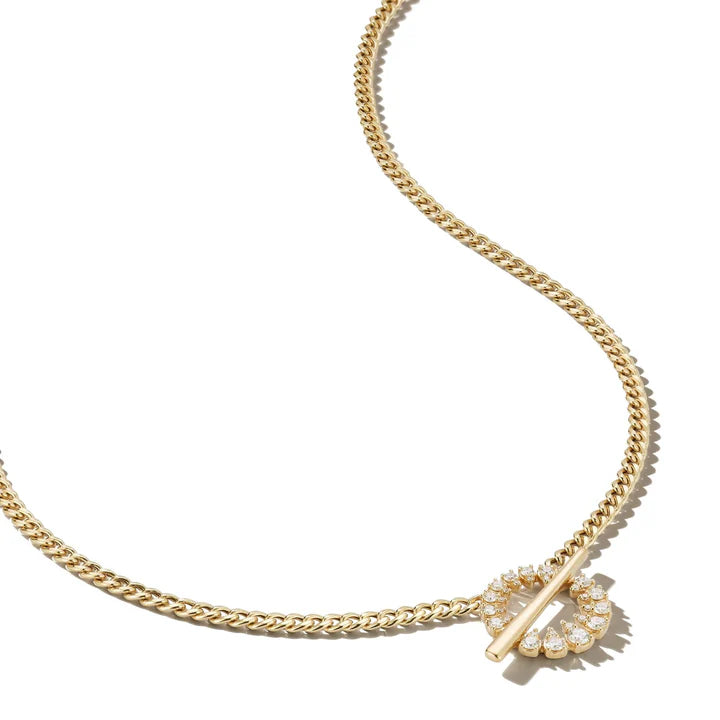 Dana Rebecca Designs Sophia Ryan Cuban Chain Toggle Necklace in yellow gold on white background on another side 