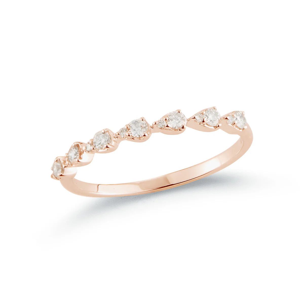 Product shot of Dana Rebecca Designs Rose gold ring with diamonds on a white background