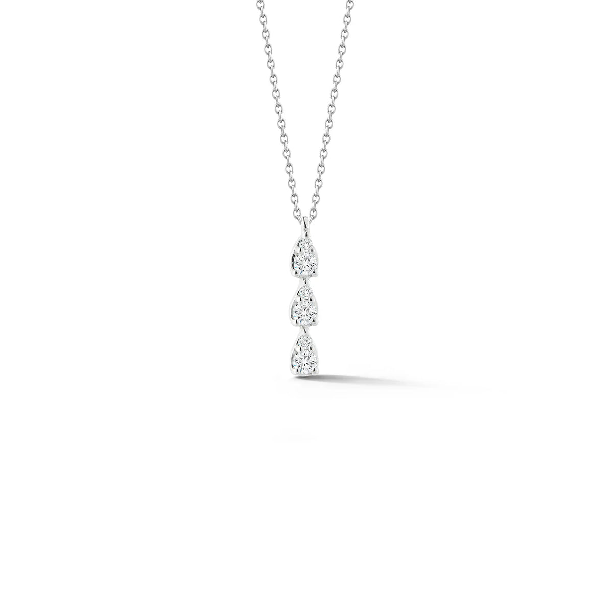 Dana Rebecca Designs Sophia Ryan Triple Teardrop Necklace in white gold on white background