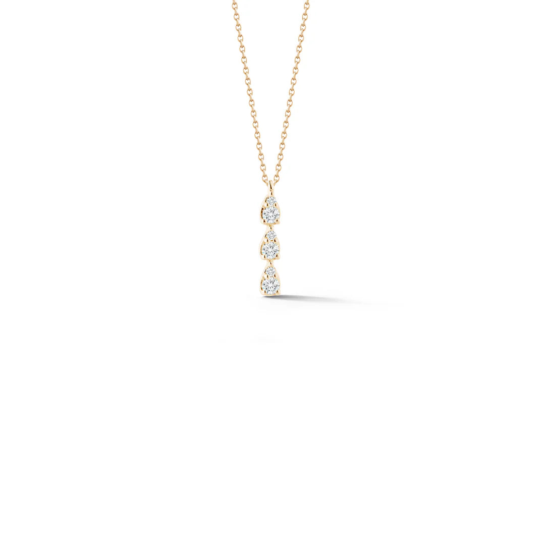 Dana Rebecca Designs Sophia Ryan Triple Teardrop Necklace in yellow gold on white background