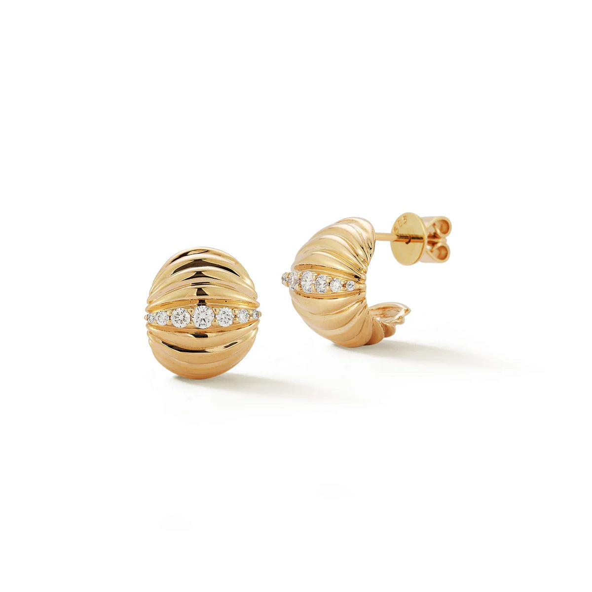 Dana Rebecca Designs Teddi Paige Large Huggies Earrings in Yellow gold and diamonds product shot