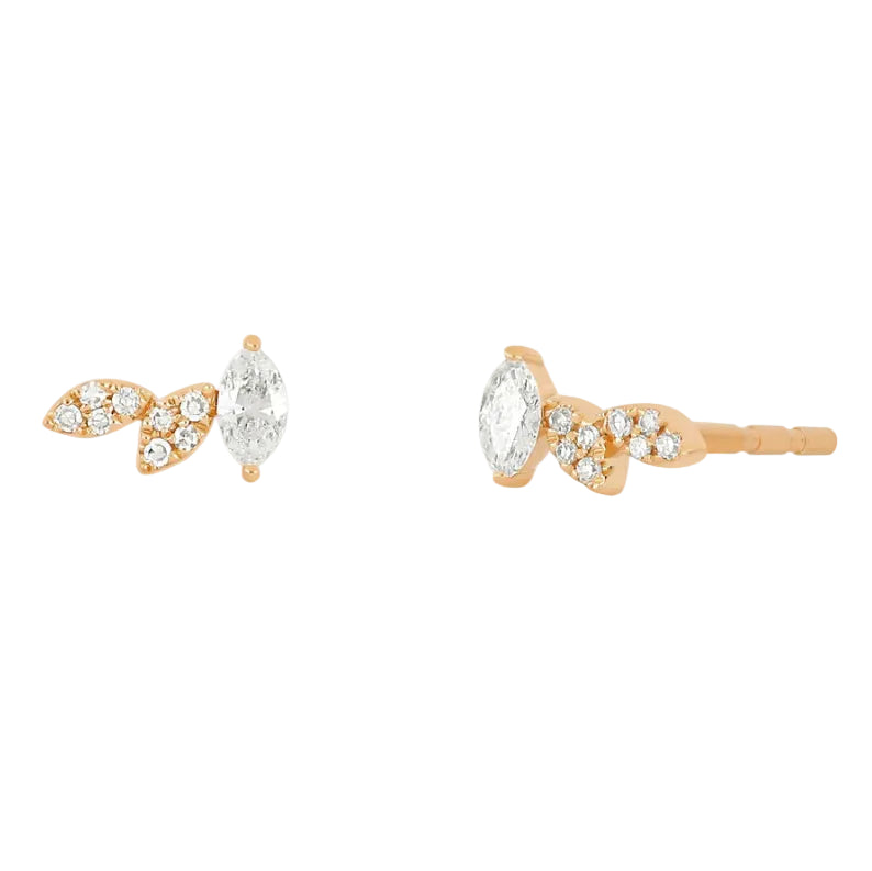 EF Collection Triple Marquise Stud Earring in rose gold on white background 