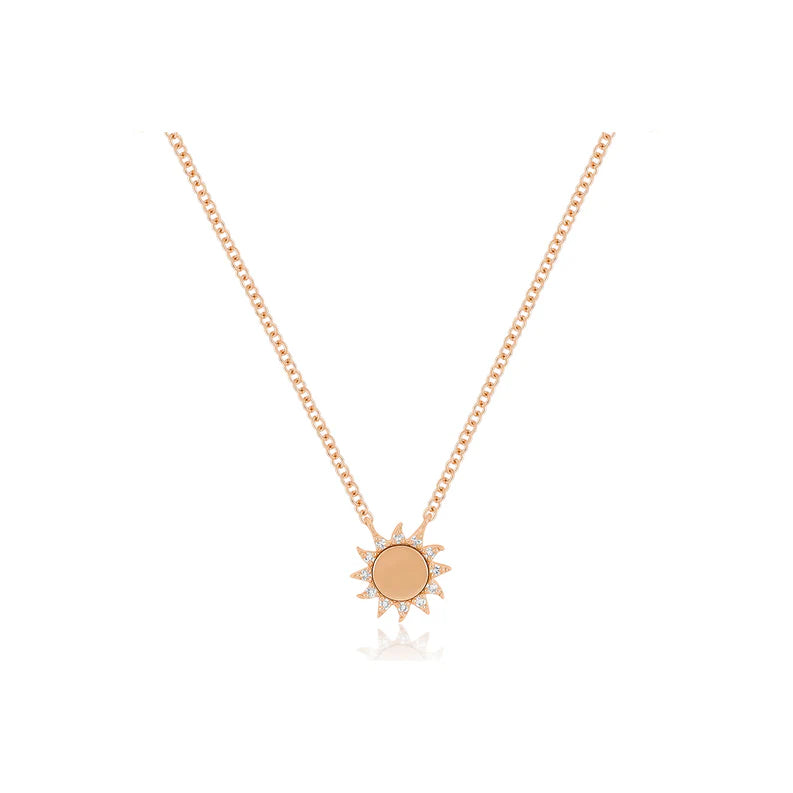 EF Collection You Are My Sunshine Diamond Necklace in rose gold on white background. 